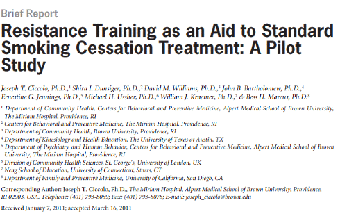 Strength training increases success of attempts to quit smoking
