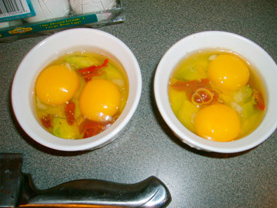 Eggs in bowls